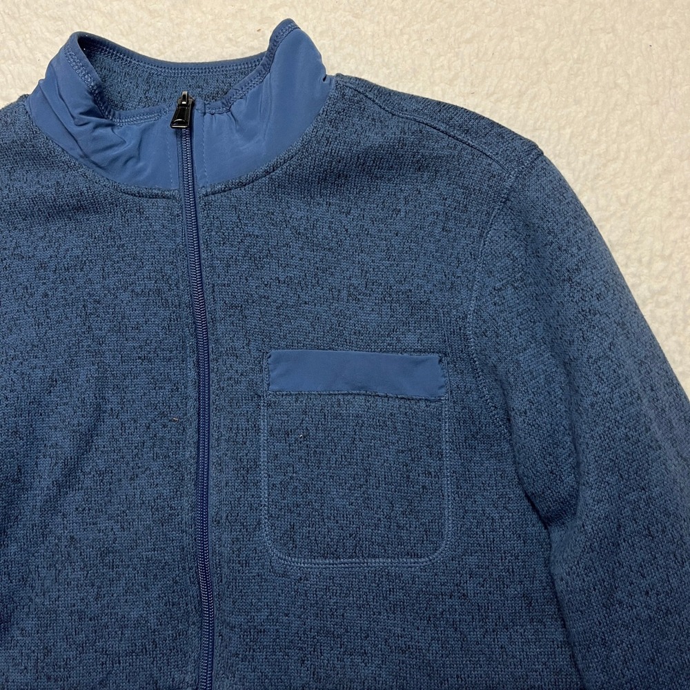 George Fleece Jacket Mens Small Blue Full Zip Sherpa‎ Lined Sweater Knit Jacket